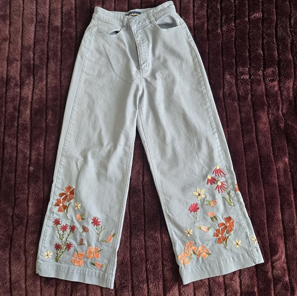 Princess Highway Denim - Princess Highway Embroidered Wide-Leg Jeans